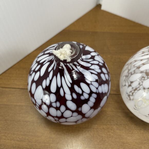 Pottery Barn Oil Diffuser Glass Ball Confetti Design Hand Blown Orb Set Of 3 - Picture 13 of 13